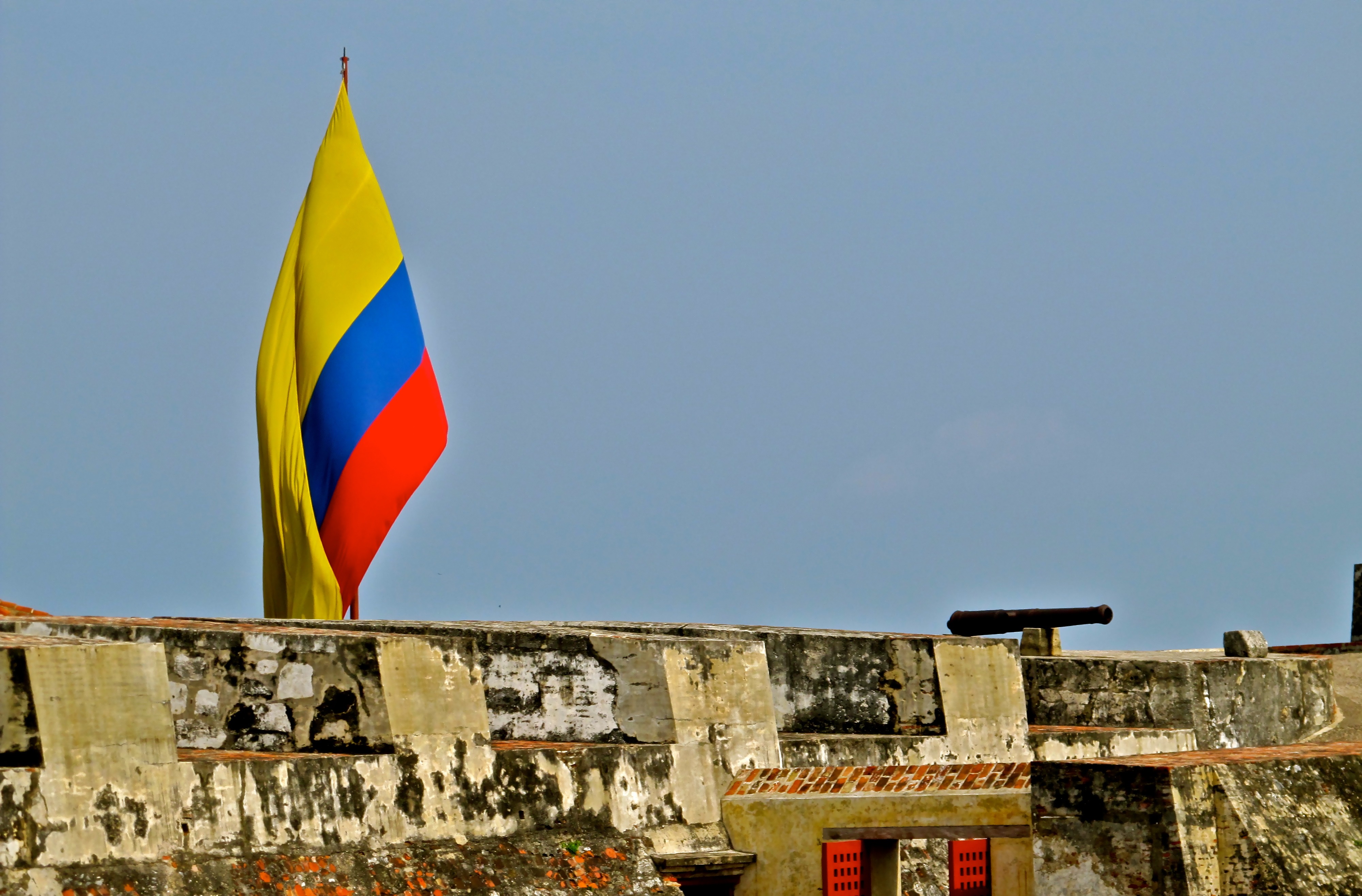 Colombian Flag Flying Above the Castillo de San Felipe