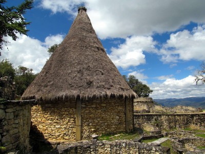 1067 - Reconstruction of a traditional Chacha house Kuelap Peru.JPG